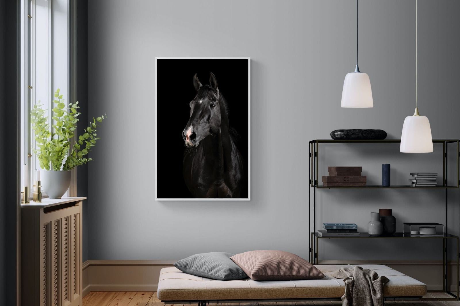 Night Horse-Wall_Art-100 x 150cm-Mounted Canvas-White-Pixalot
