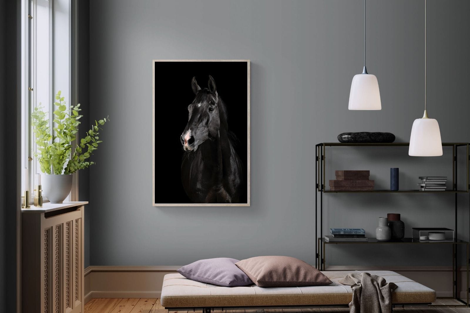 Night Horse-Wall_Art-100 x 150cm-Mounted Canvas-Wood-Pixalot
