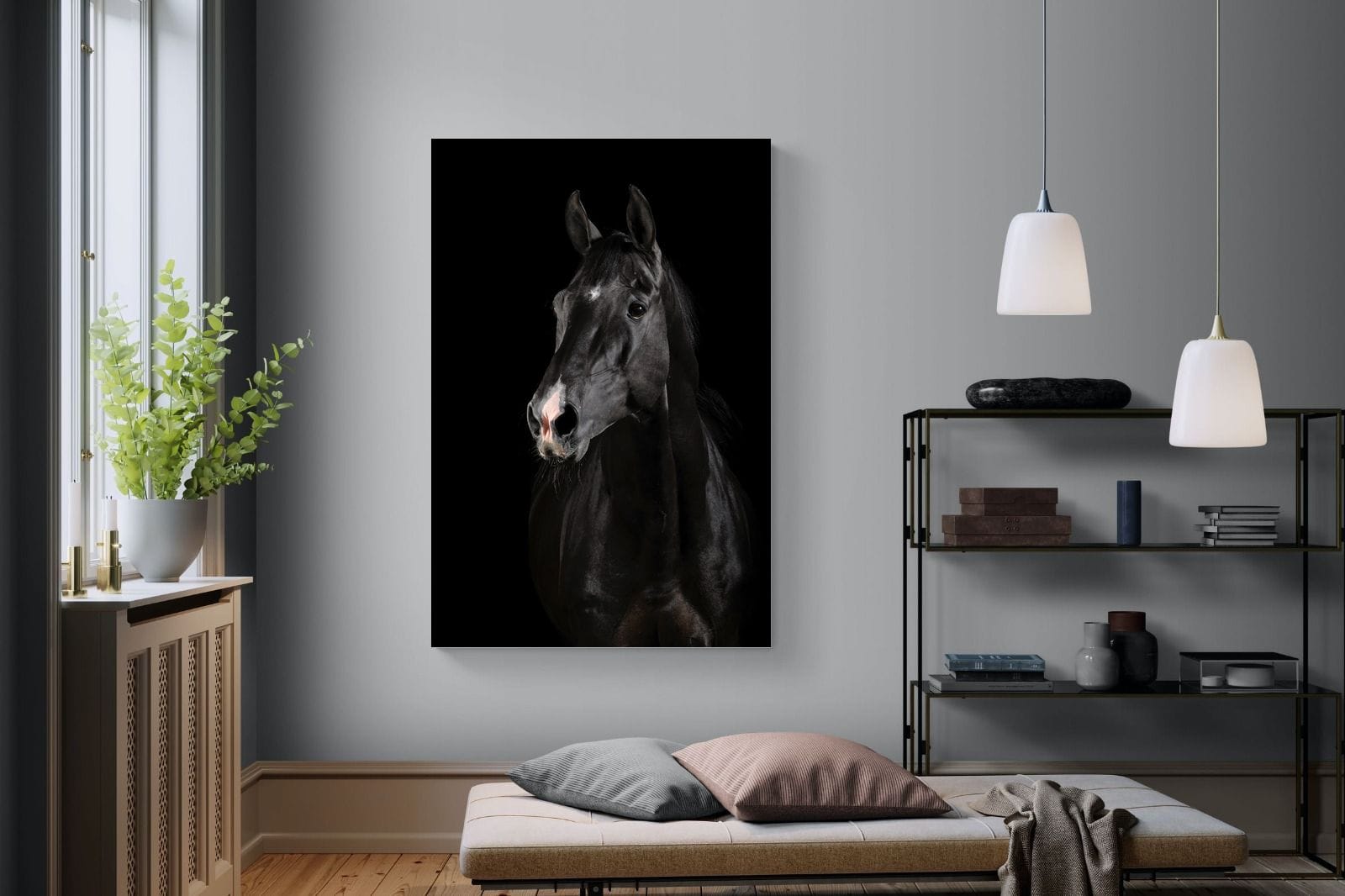 Night Horse-Wall_Art-120 x 180cm-Mounted Canvas-No Frame-Pixalot