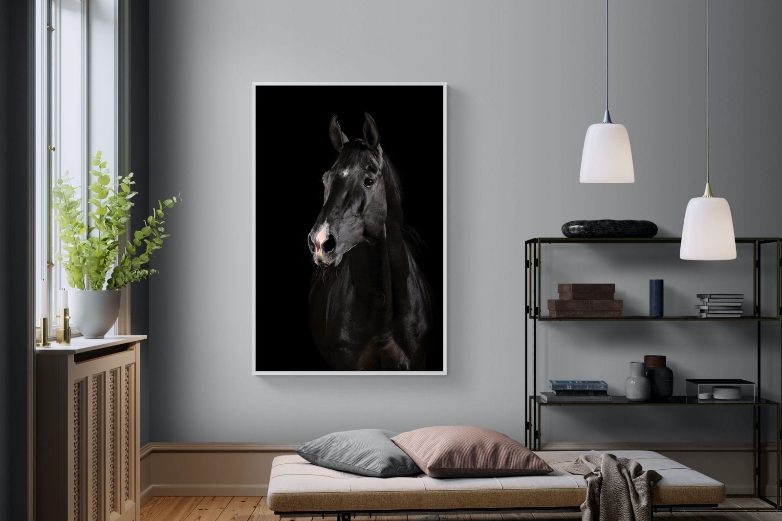 Night Horse-Wall_Art-120 x 180cm-Mounted Canvas-White-Pixalot