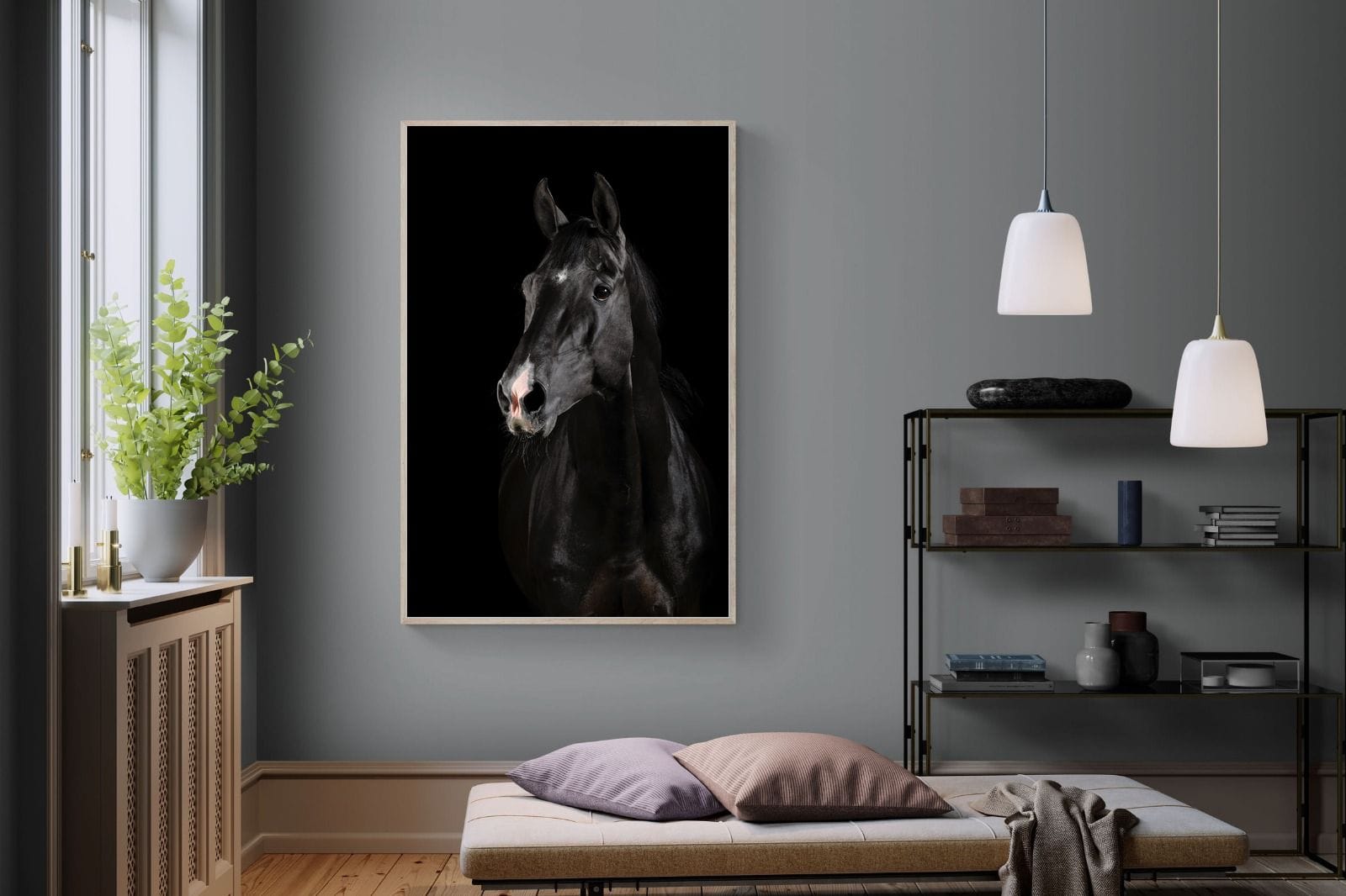 Night Horse-Wall_Art-120 x 180cm-Mounted Canvas-Wood-Pixalot