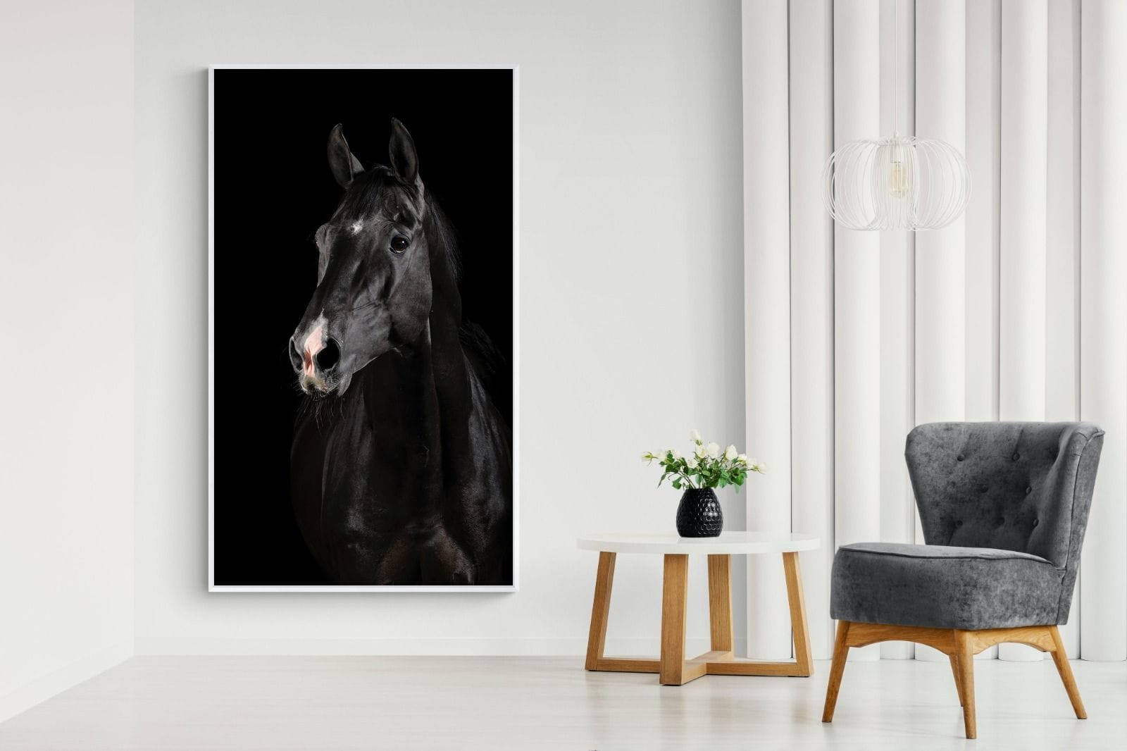 Night Horse-Wall_Art-130 x 220cm-Mounted Canvas-White-Pixalot