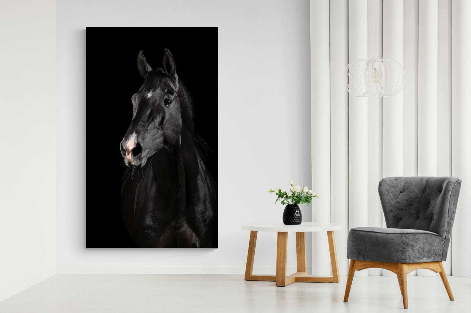 Night Horse-Wall_Art-130 x 220cm-Mounted Canvas-No Frame-Pixalot