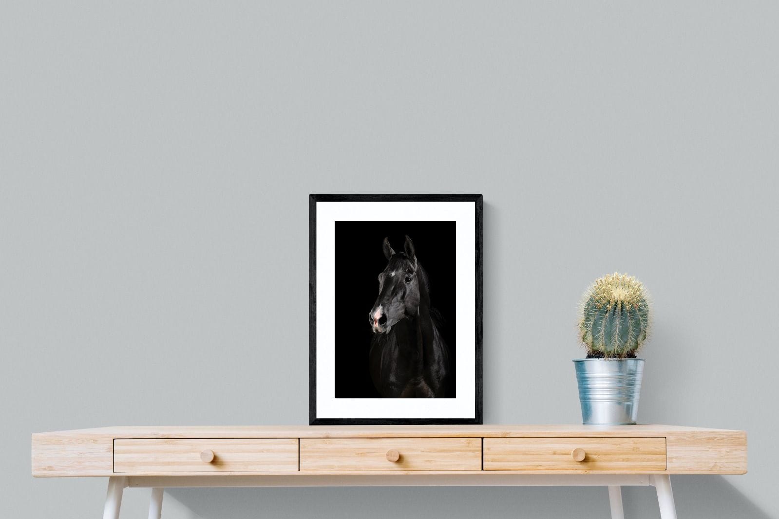Night Horse-Wall_Art-45 x 60cm-Framed Print-Black-Pixalot