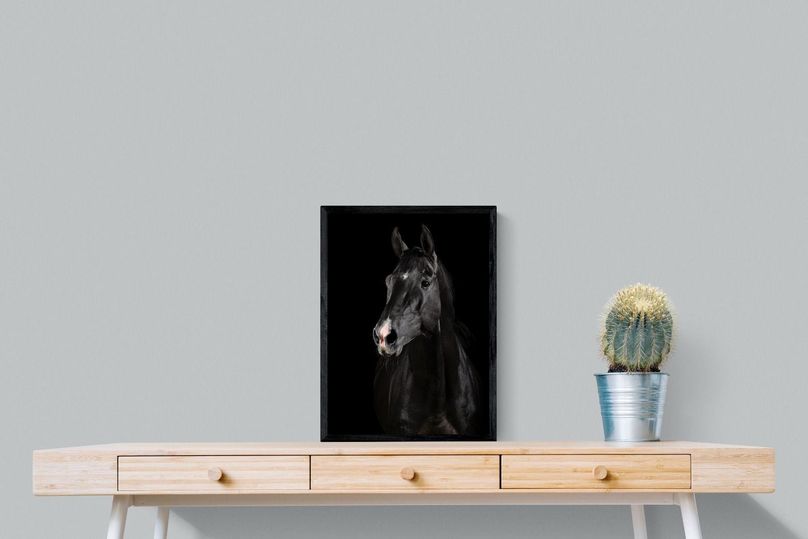 Night Horse-Wall_Art-45 x 60cm-Mounted Canvas-Black-Pixalot