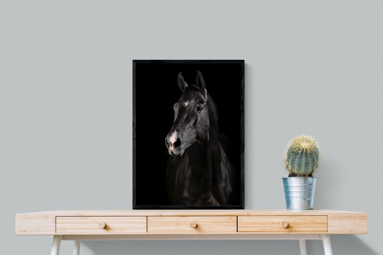 Night Horse-Wall_Art-60 x 80cm-Mounted Canvas-Black-Pixalot