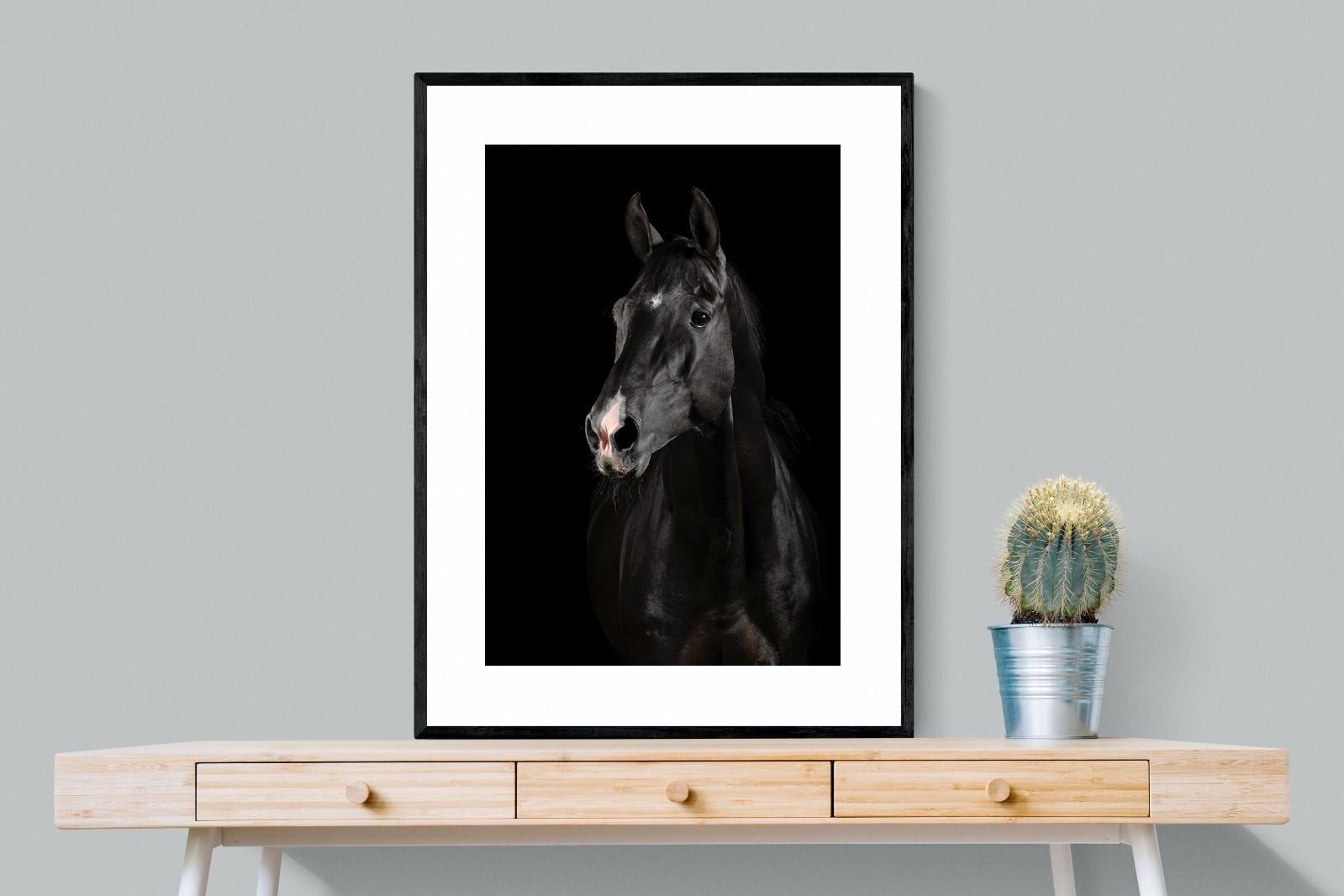 Night Horse-Wall_Art-75 x 100cm-Framed Print-Black-Pixalot