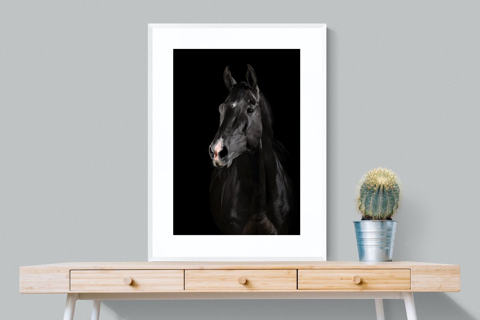 Night Horse-Wall_Art-75 x 100cm-Framed Print-White-Pixalot