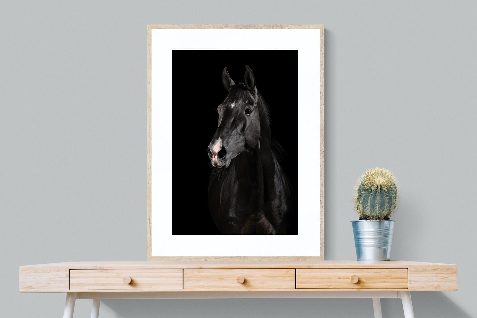 Night Horse-Wall_Art-75 x 100cm-Framed Print-Wood-Pixalot