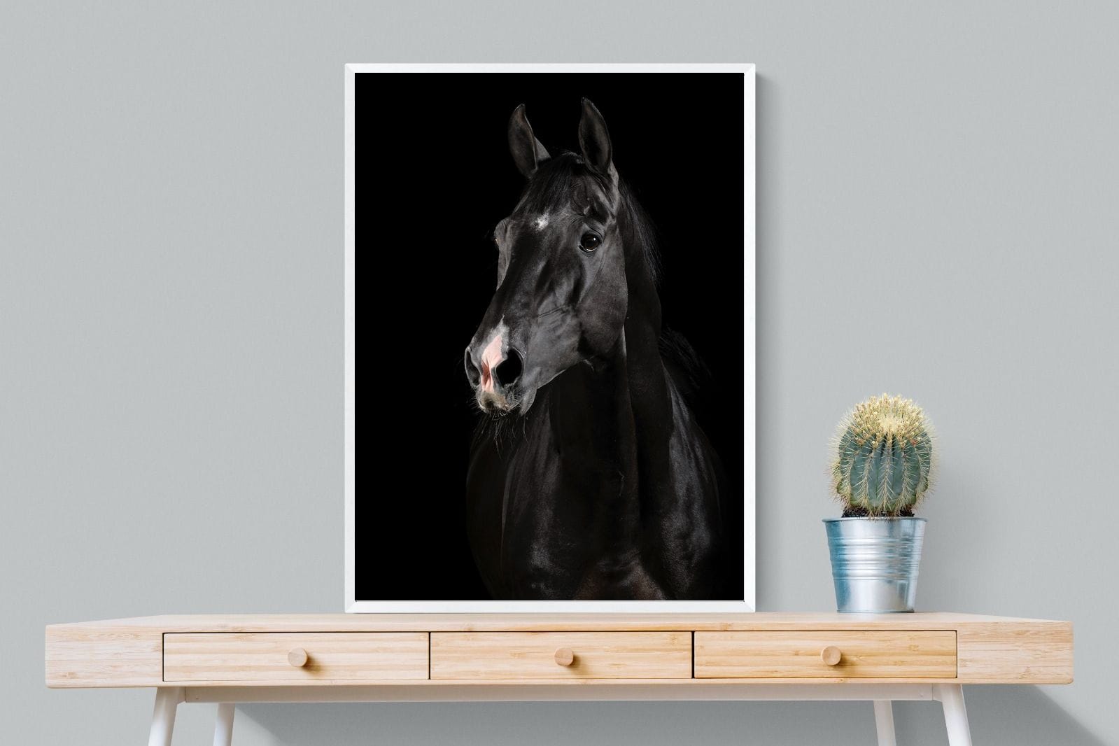 Night Horse-Wall_Art-75 x 100cm-Mounted Canvas-White-Pixalot