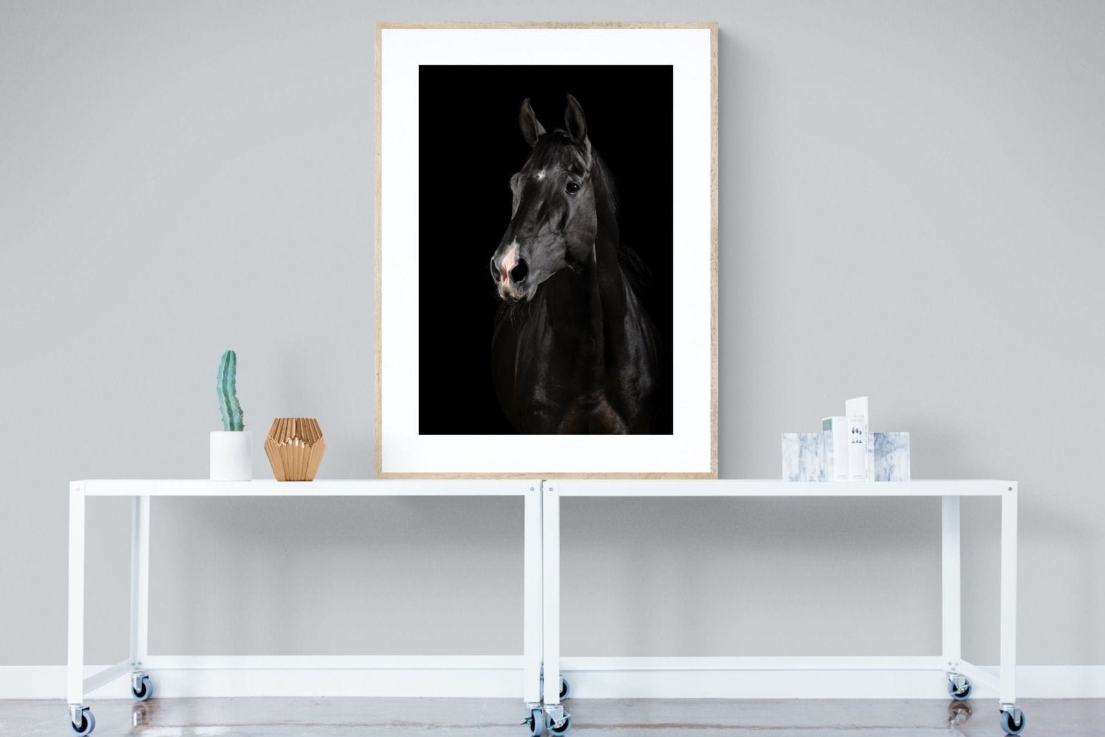 Night Horse-Wall_Art-90 x 120cm-Framed Print-Wood-Pixalot