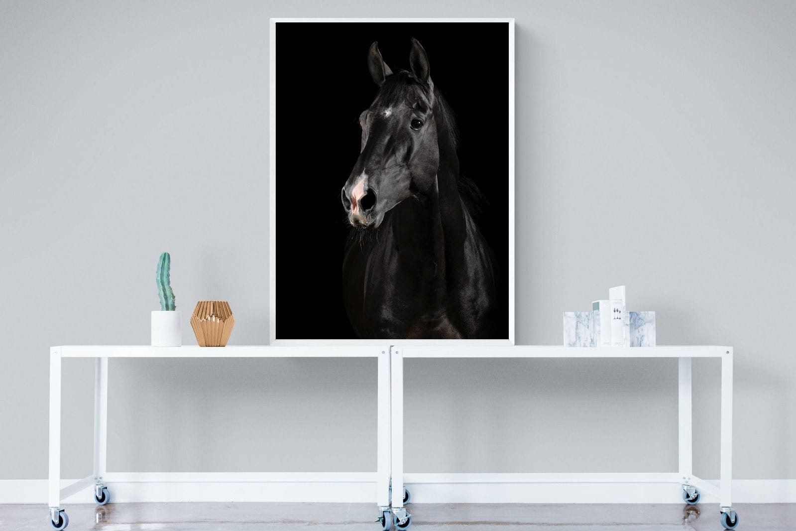 Night Horse-Wall_Art-90 x 120cm-Mounted Canvas-White-Pixalot