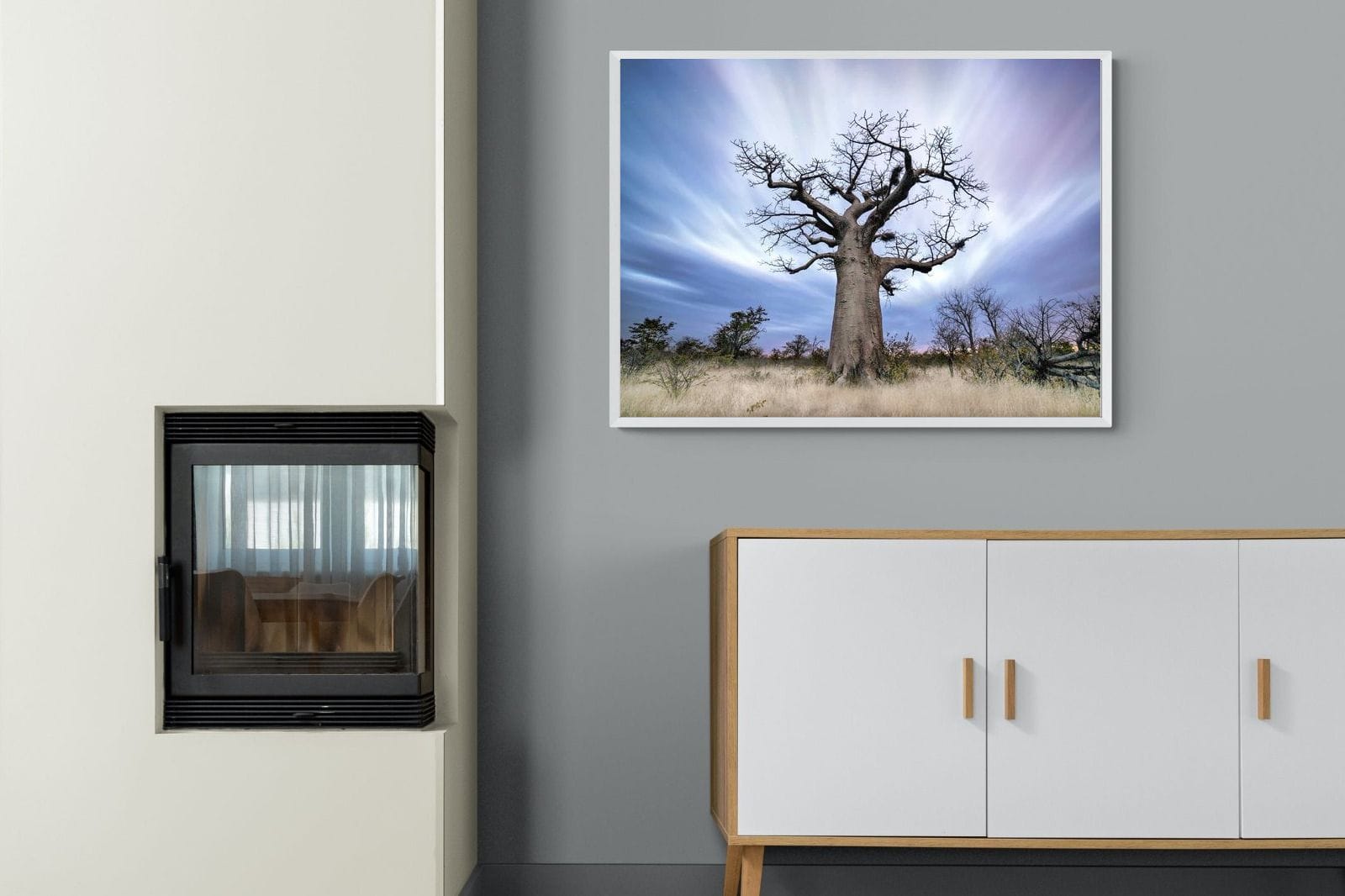 Night Sky Baobab-Wall_Art-100 x 75cm-Mounted Canvas-White-Pixalot