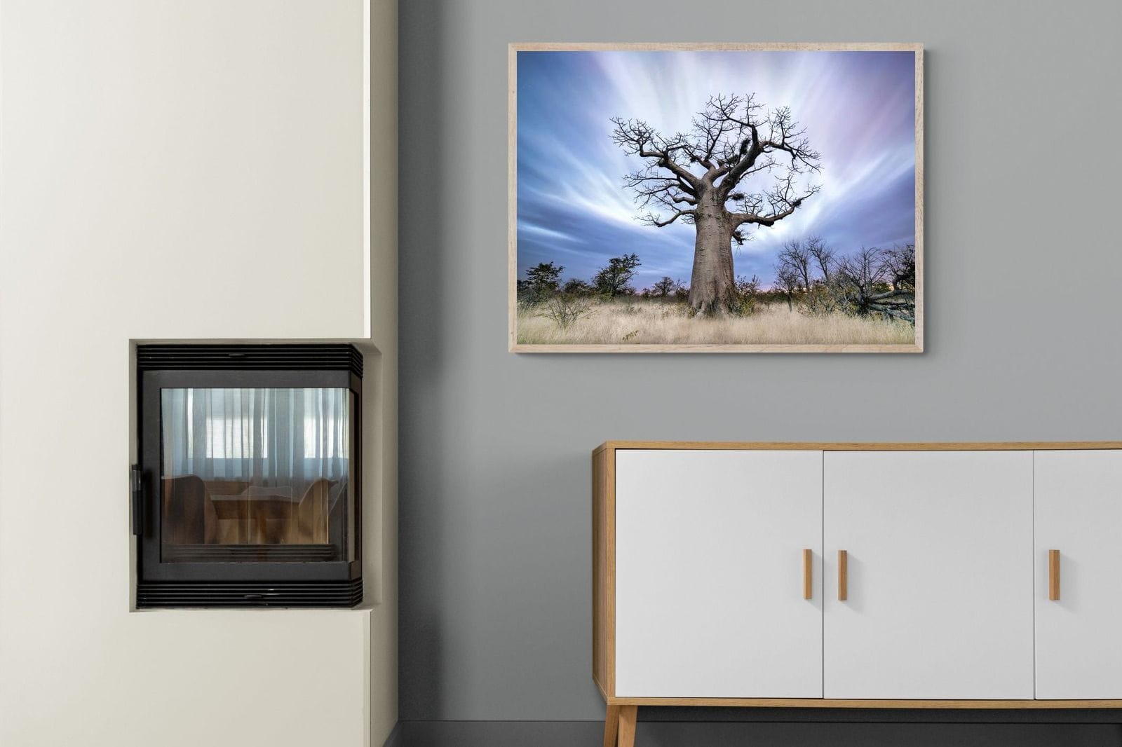 Night Sky Baobab-Wall_Art-100 x 75cm-Mounted Canvas-Wood-Pixalot