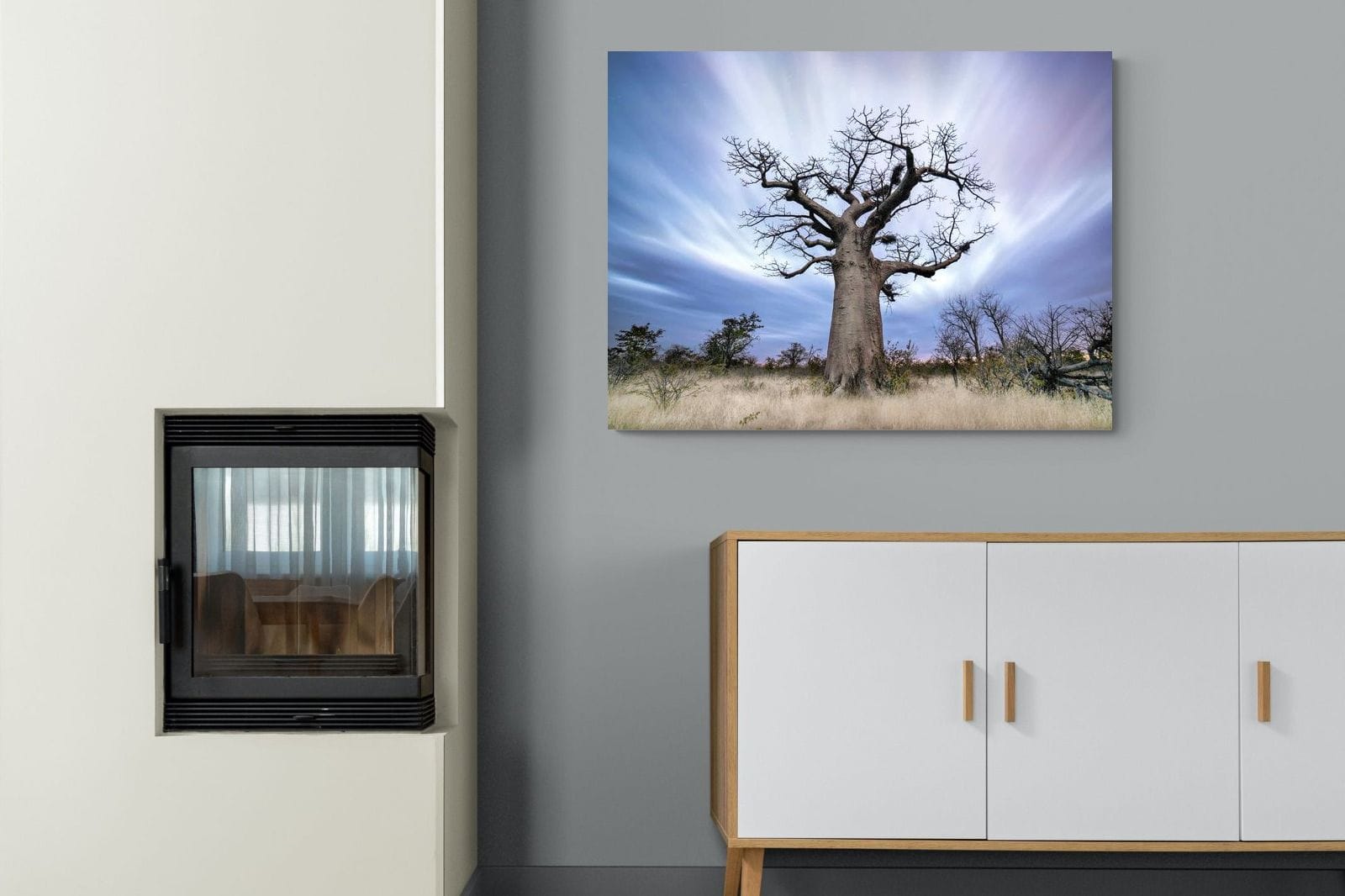 Night Sky Baobab-Wall_Art-100 x 75cm-Mounted Canvas-No Frame-Pixalot