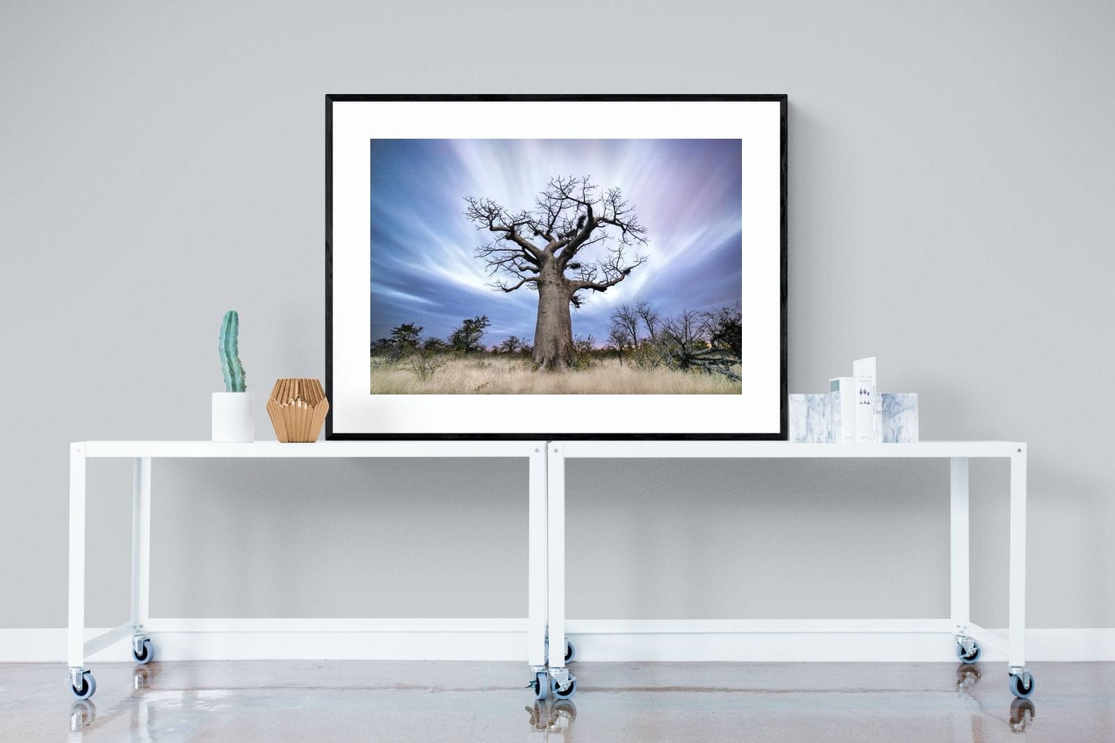 Night Sky Baobab-Wall_Art-120 x 90cm-Framed Print-Black-Pixalot