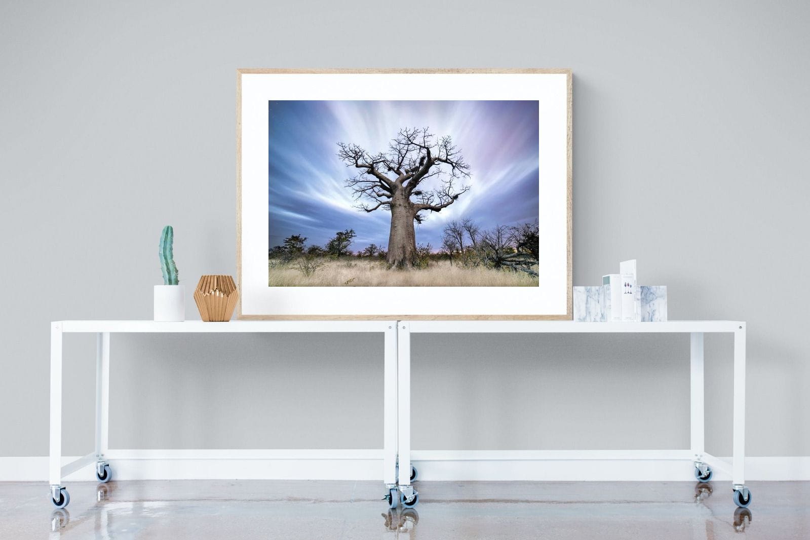 Night Sky Baobab-Wall_Art-120 x 90cm-Framed Print-Wood-Pixalot