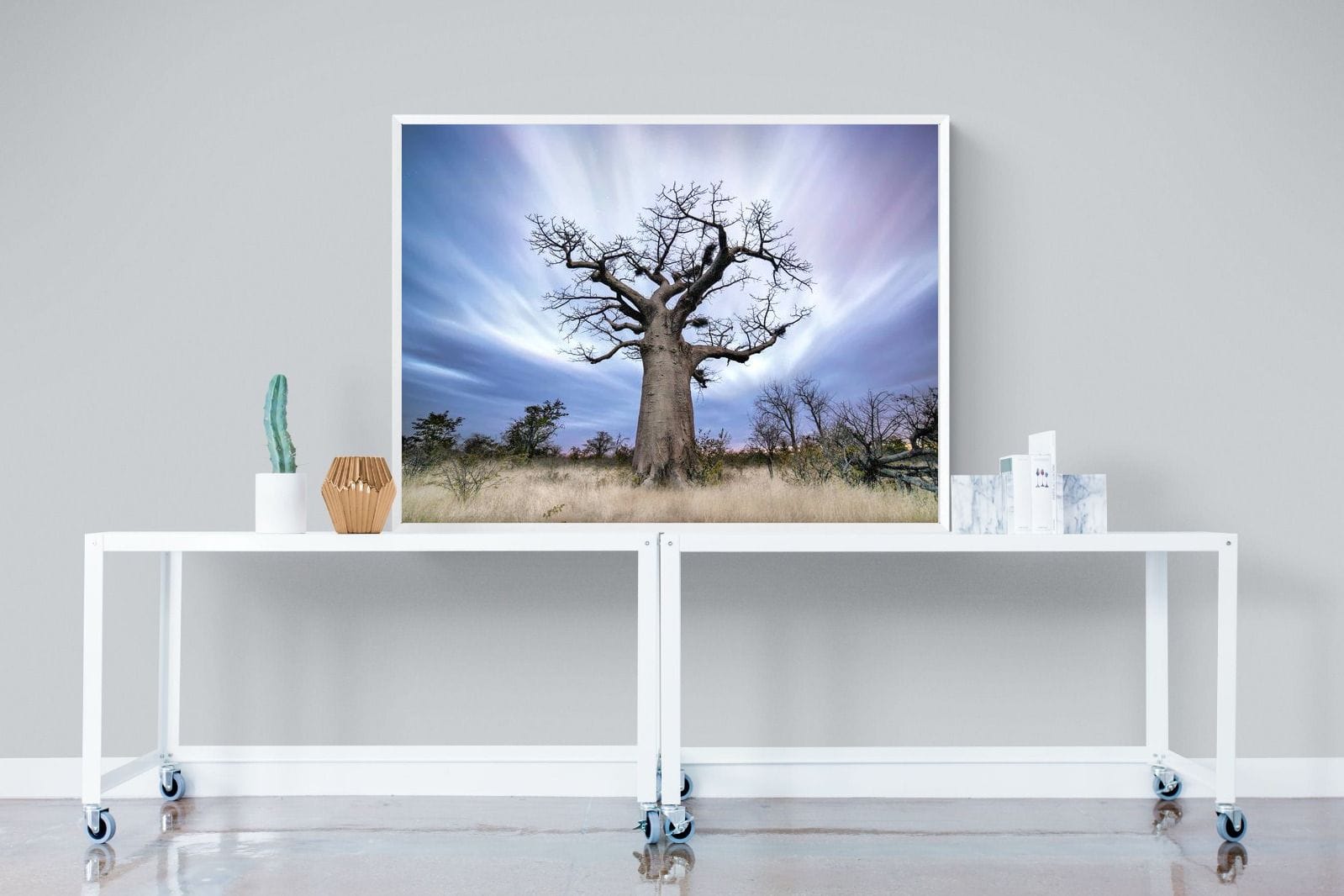 Night Sky Baobab-Wall_Art-120 x 90cm-Mounted Canvas-White-Pixalot
