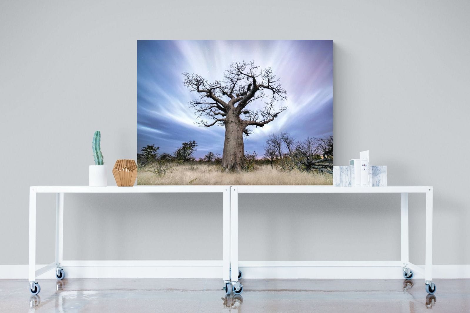 Night Sky Baobab-Wall_Art-120 x 90cm-Mounted Canvas-No Frame-Pixalot