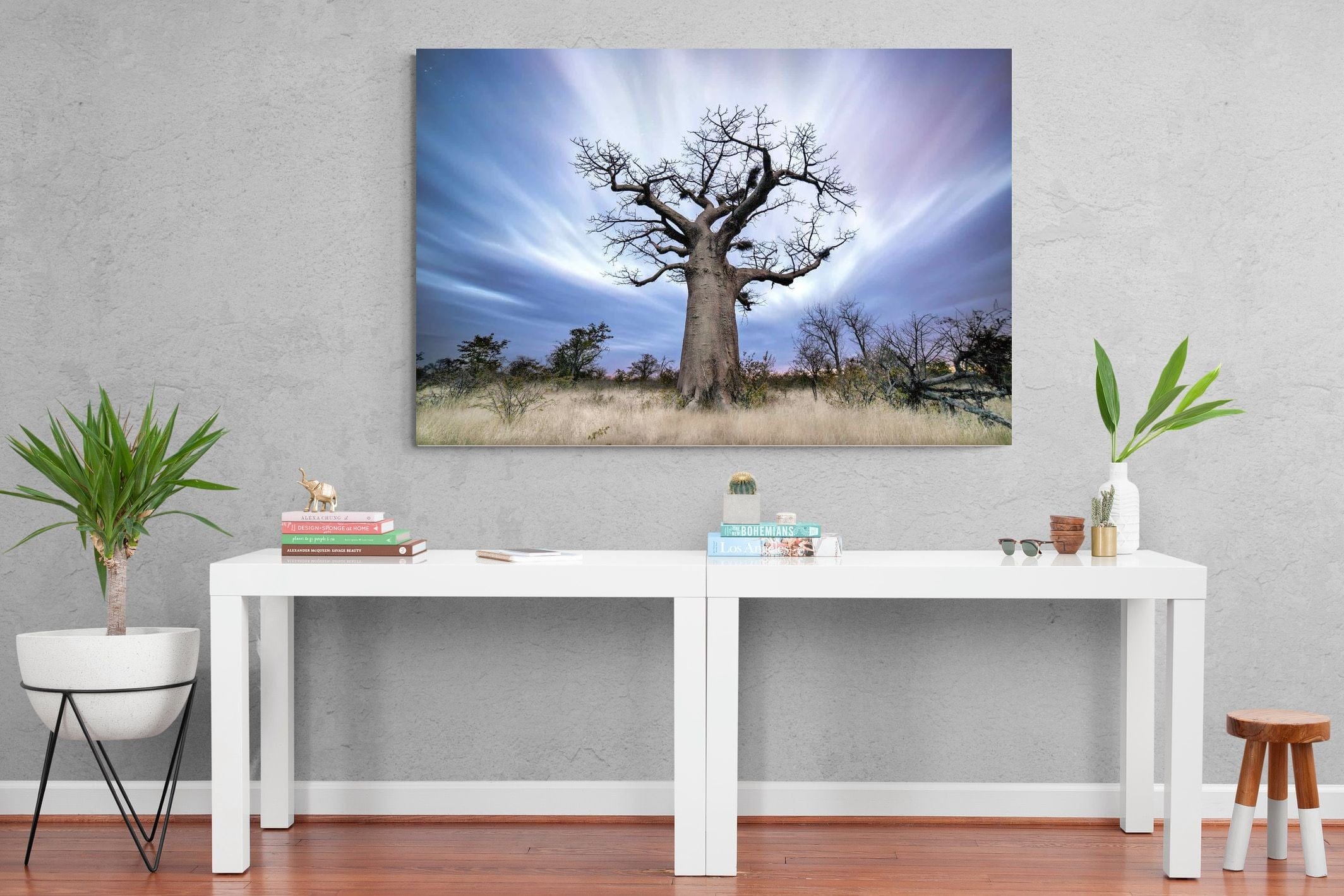 Night Sky Baobab-Wall_Art-150 x 100cm-Mounted Canvas-No Frame-Pixalot