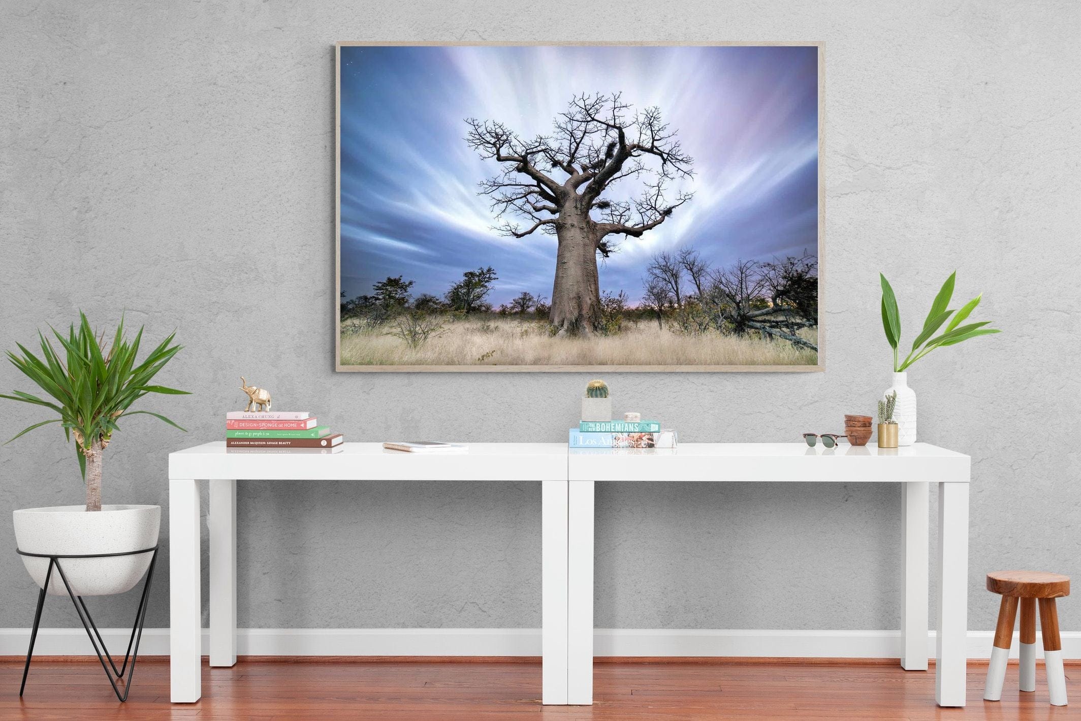 Night Sky Baobab-Wall_Art-150 x 100cm-Mounted Canvas-Wood-Pixalot