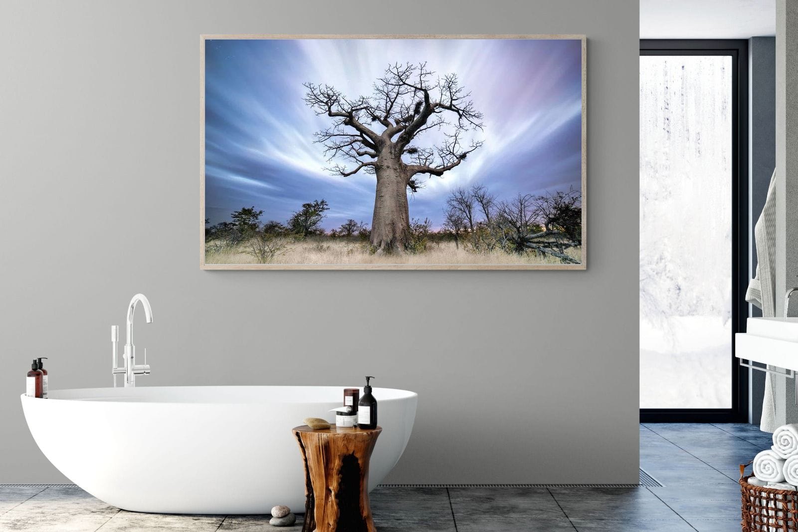 Night Sky Baobab-Wall_Art-180 x 110cm-Mounted Canvas-Wood-Pixalot