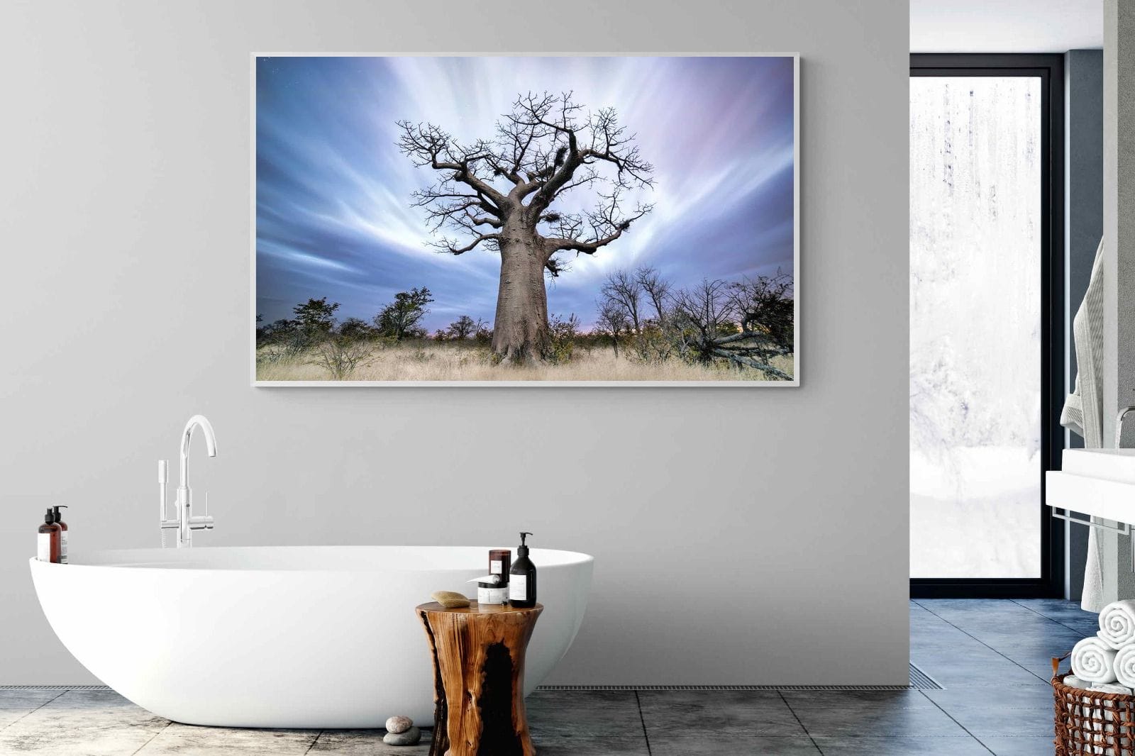 Night Sky Baobab-Wall_Art-180 x 110cm-Mounted Canvas-White-Pixalot