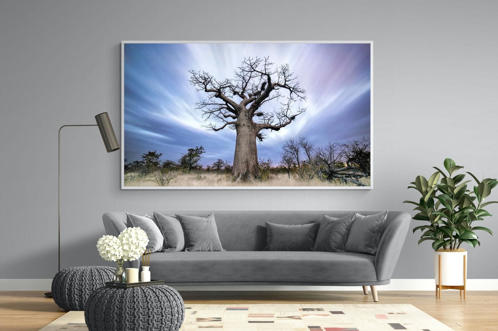Night Sky Baobab-Wall_Art-220 x 130cm-Mounted Canvas-White-Pixalot