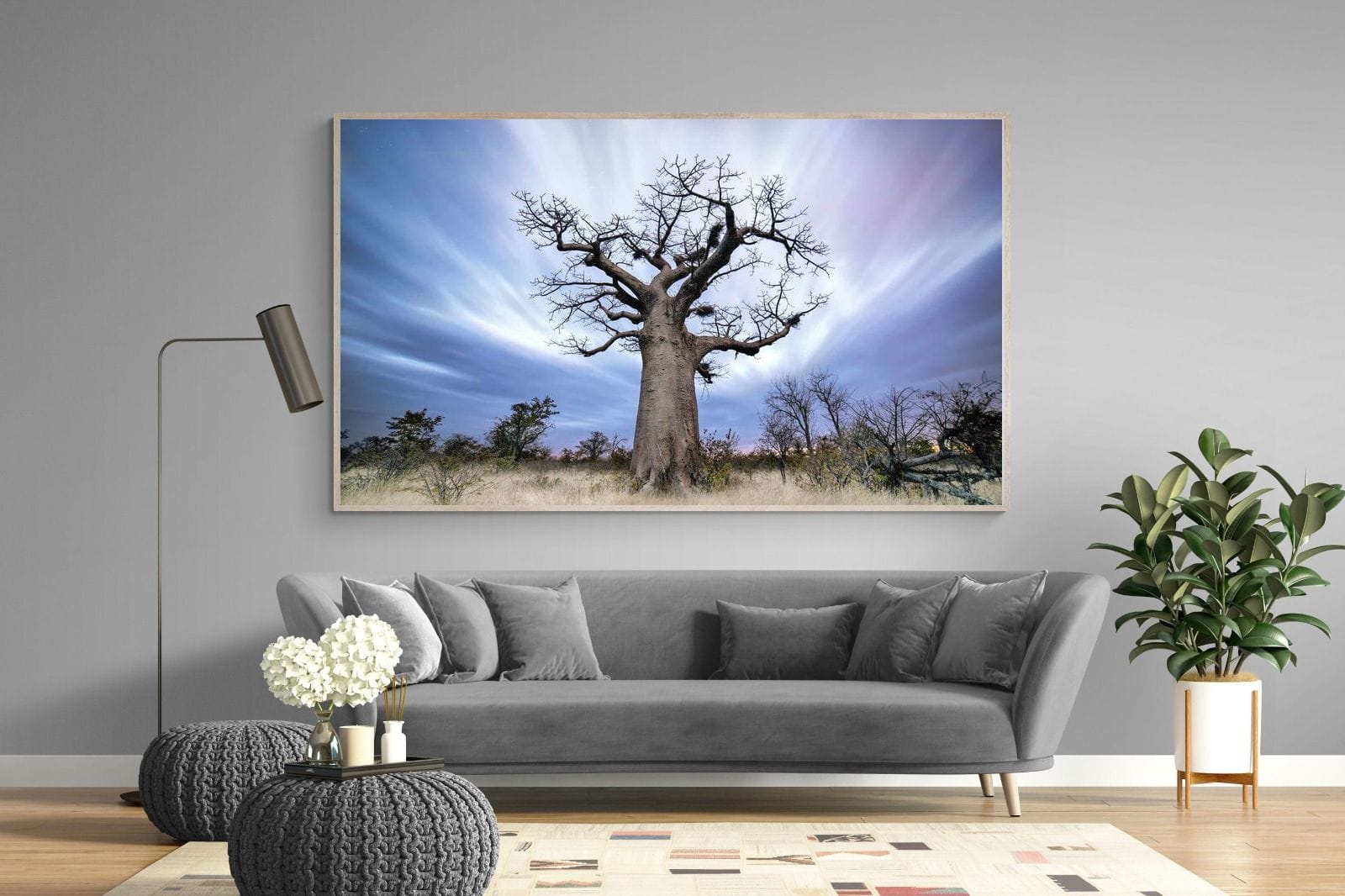 Night Sky Baobab-Wall_Art-220 x 130cm-Mounted Canvas-Wood-Pixalot