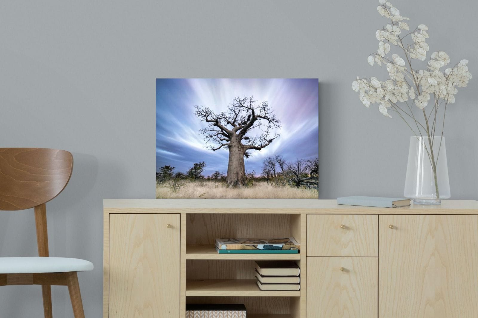 Night Sky Baobab-Wall_Art-60 x 45cm-Mounted Canvas-No Frame-Pixalot