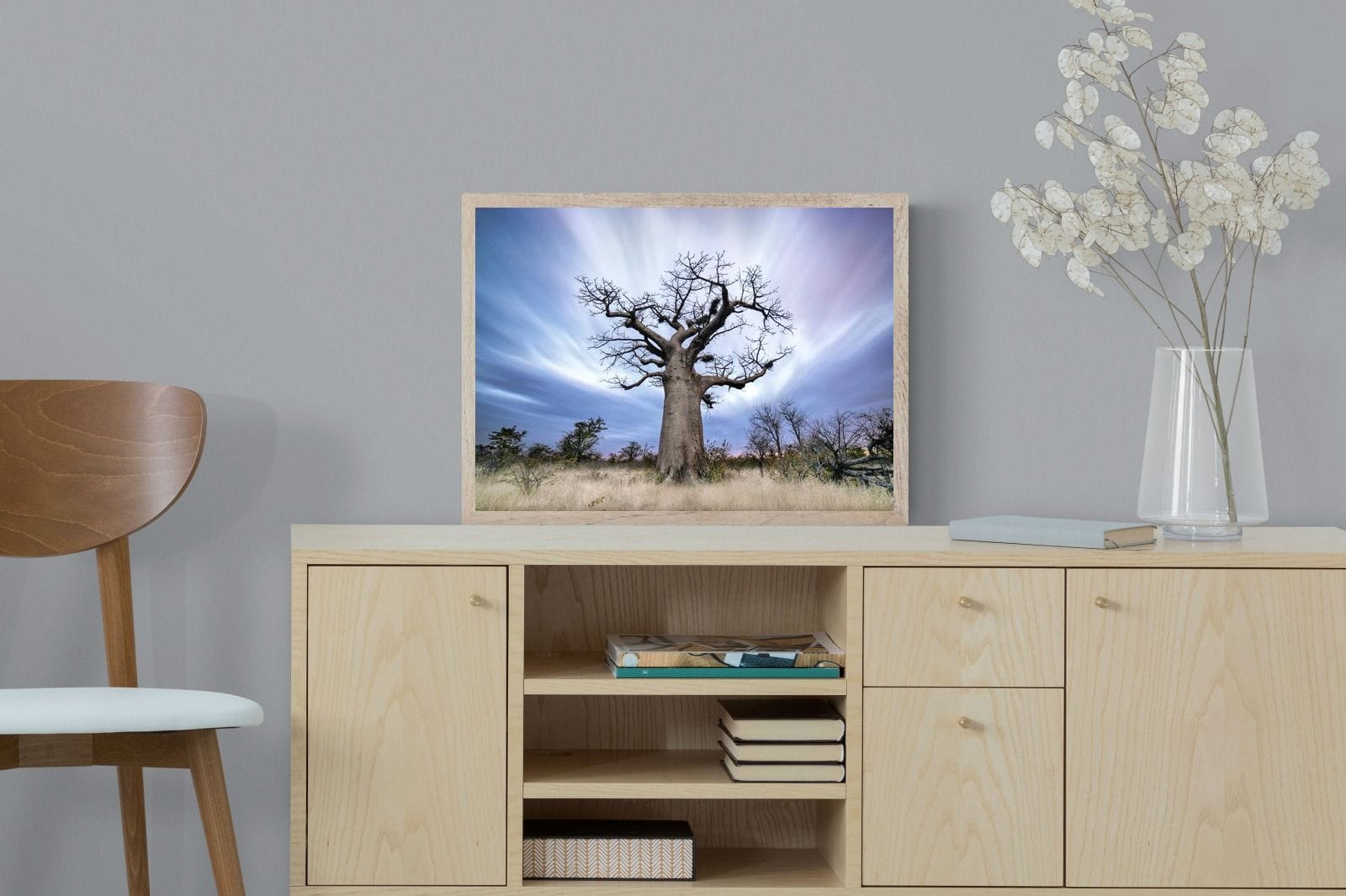 Night Sky Baobab-Wall_Art-60 x 45cm-Mounted Canvas-Wood-Pixalot