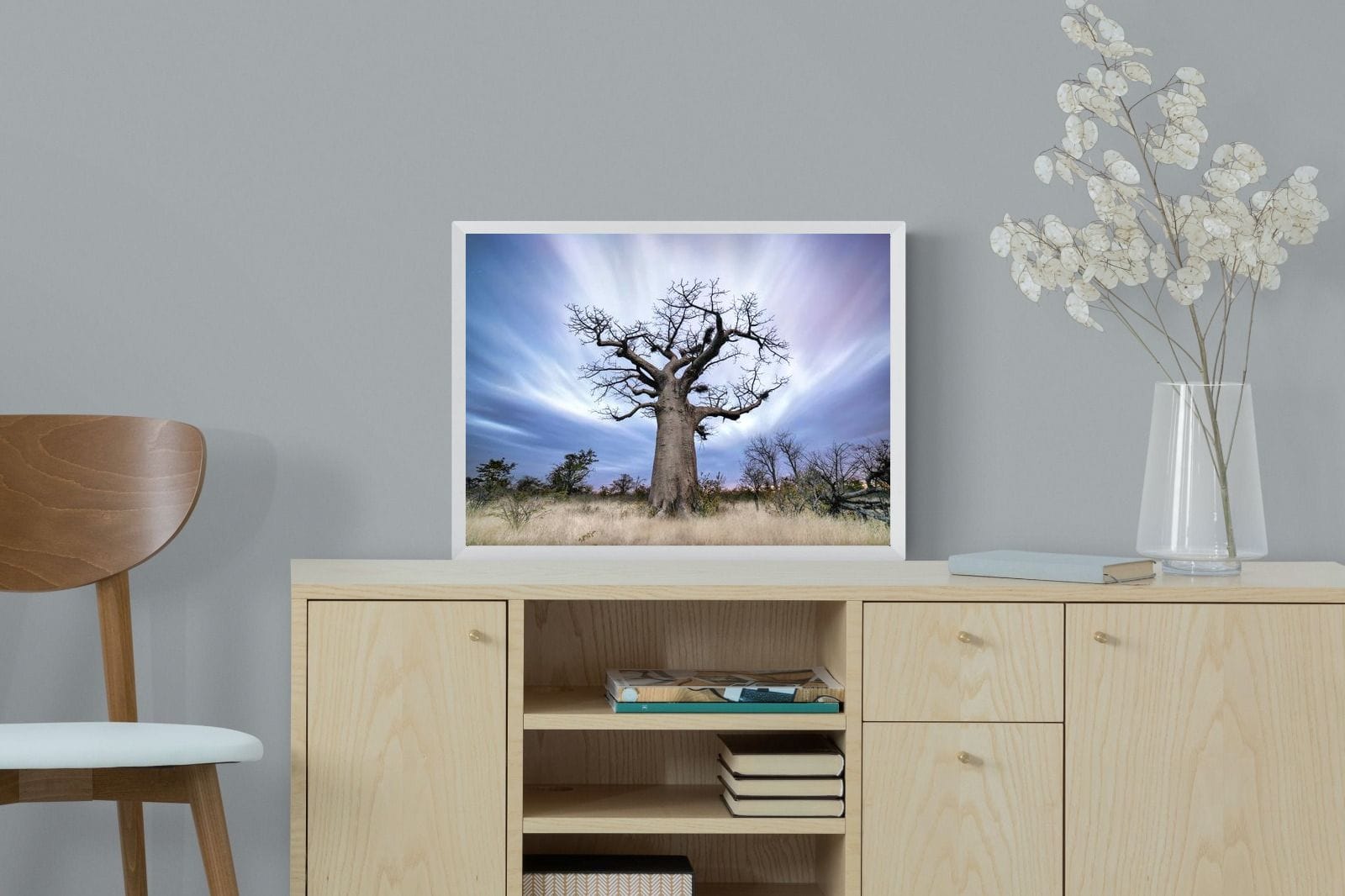 Night Sky Baobab-Wall_Art-60 x 45cm-Mounted Canvas-White-Pixalot