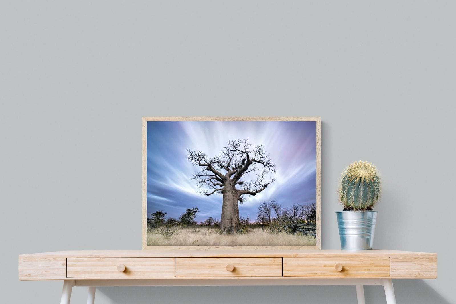 Night Sky Baobab-Wall_Art-80 x 60cm-Mounted Canvas-Wood-Pixalot