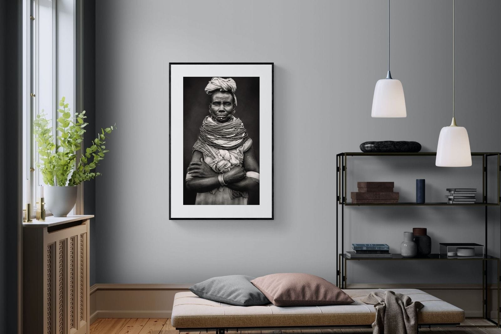 Nyangatom Woman-Wall_Art-100 x 150cm-Framed Print-Black-Pixalot