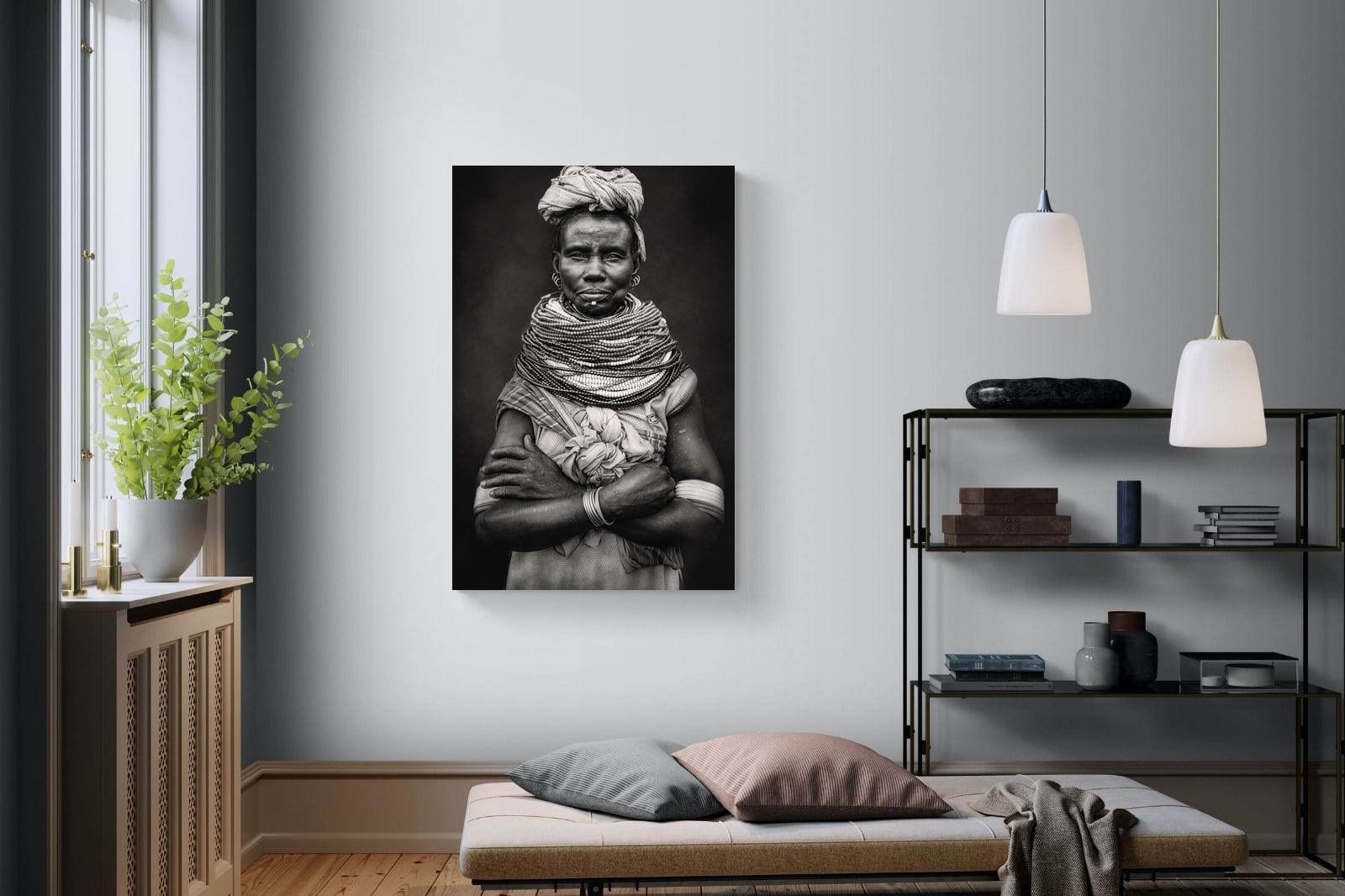 Nyangatom Woman-Wall_Art-100 x 150cm-Mounted Canvas-No Frame-Pixalot
