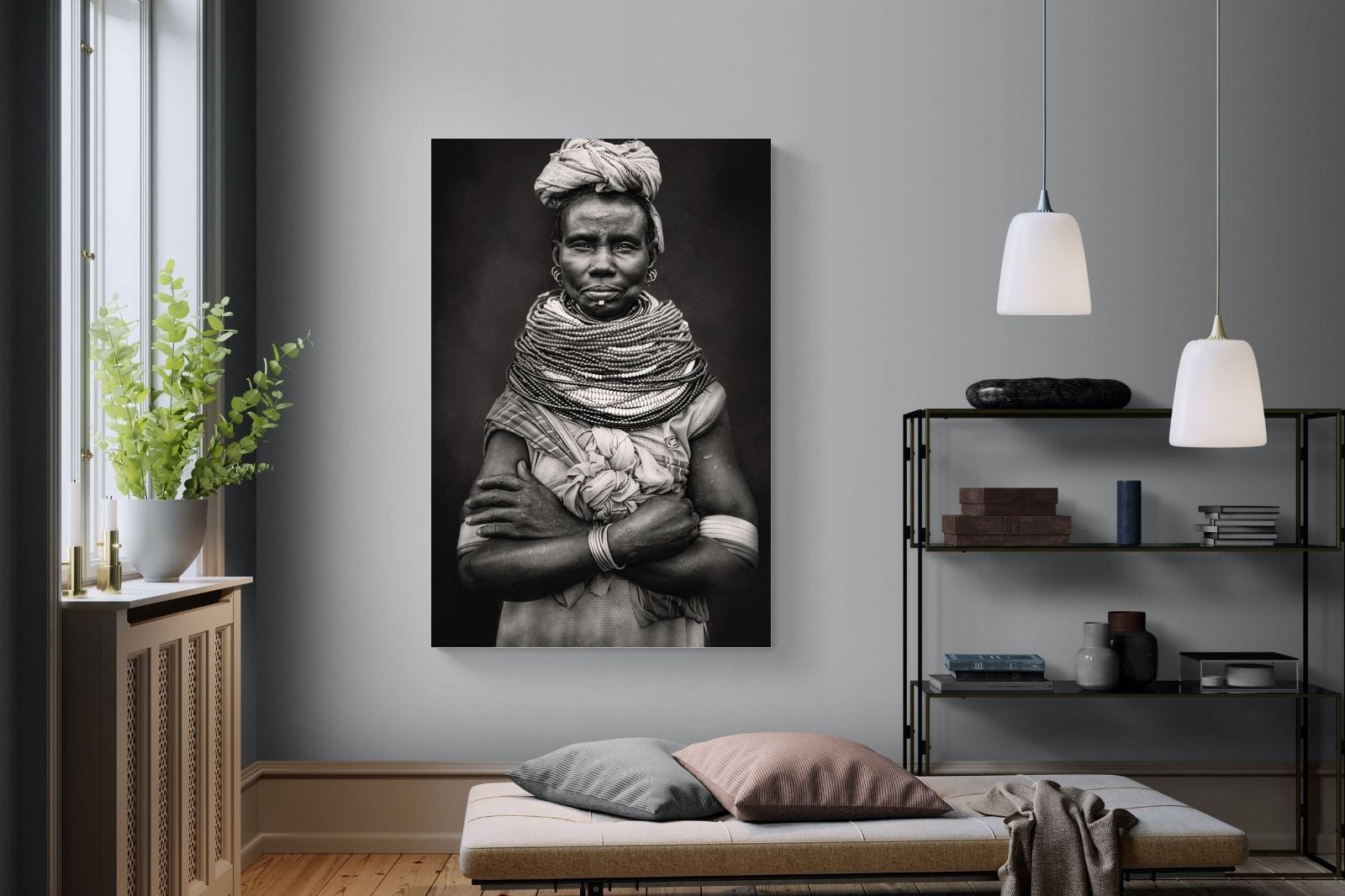 Nyangatom Woman-Wall_Art-120 x 180cm-Mounted Canvas-No Frame-Pixalot