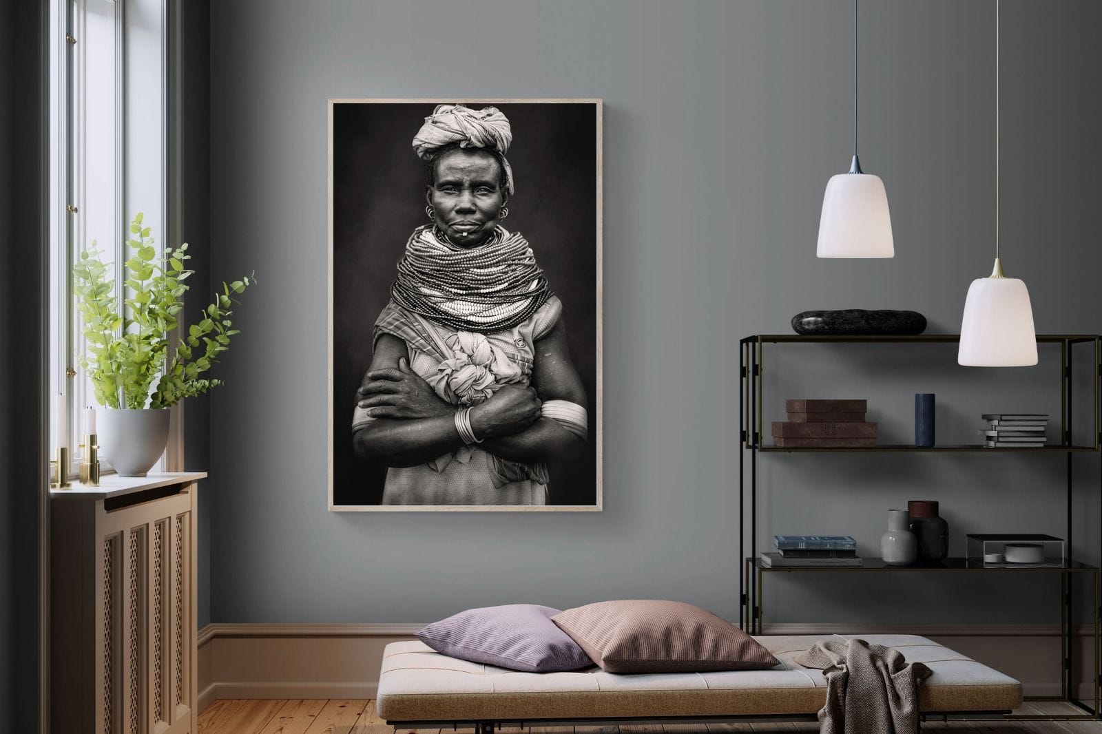 Nyangatom Woman-Wall_Art-120 x 180cm-Mounted Canvas-Wood-Pixalot