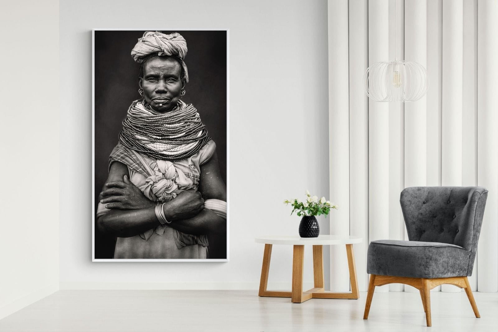 Nyangatom Woman-Wall_Art-130 x 220cm-Mounted Canvas-White-Pixalot