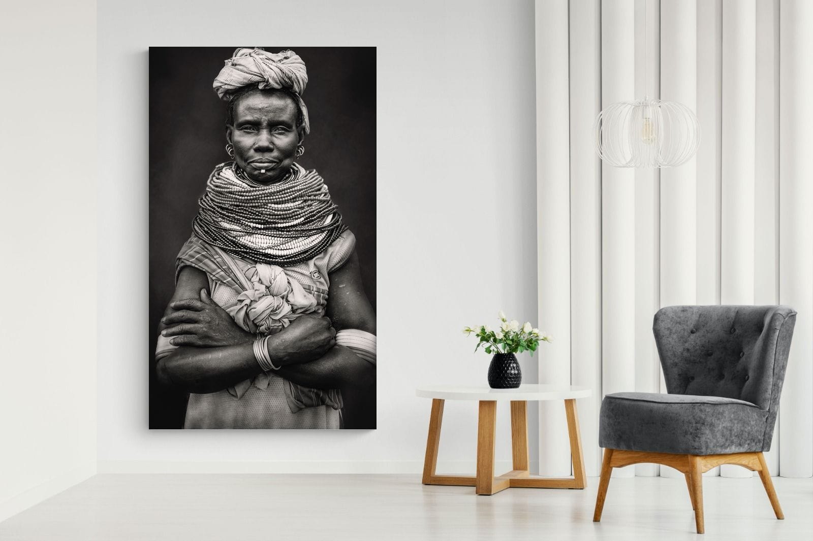 Nyangatom Woman-Wall_Art-130 x 220cm-Mounted Canvas-No Frame-Pixalot