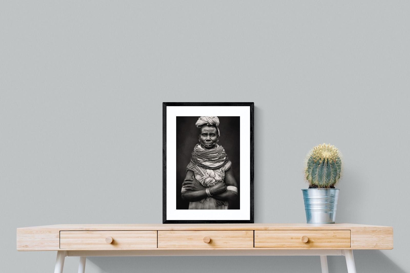 Nyangatom Woman-Wall_Art-45 x 60cm-Framed Print-Black-Pixalot