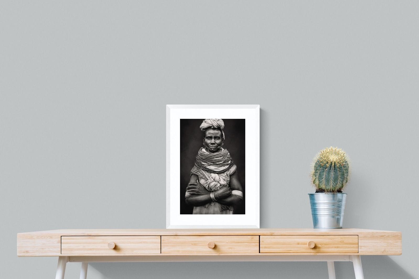Nyangatom Woman-Wall_Art-45 x 60cm-Framed Print-White-Pixalot