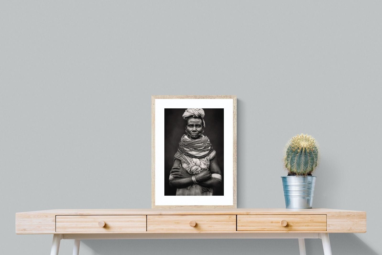 Nyangatom Woman-Wall_Art-45 x 60cm-Framed Print-Wood-Pixalot