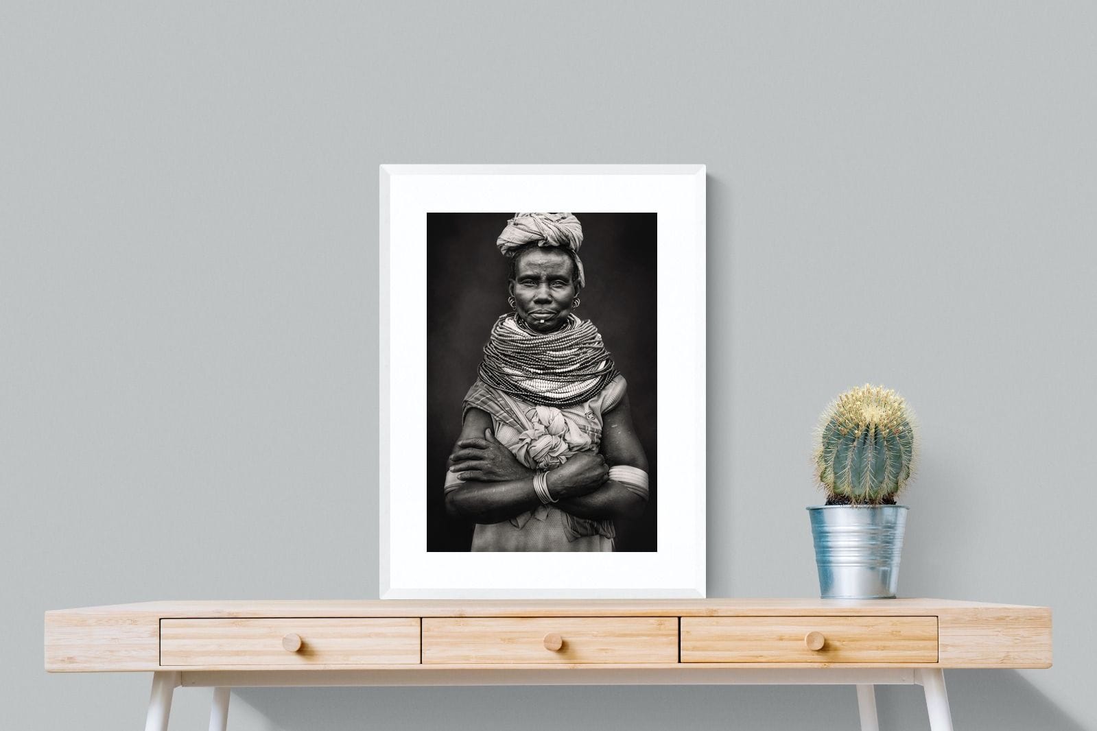 Nyangatom Woman-Wall_Art-60 x 80cm-Framed Print-White-Pixalot