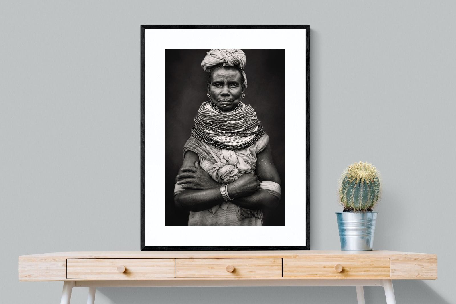 Nyangatom Woman-Wall_Art-75 x 100cm-Framed Print-Black-Pixalot