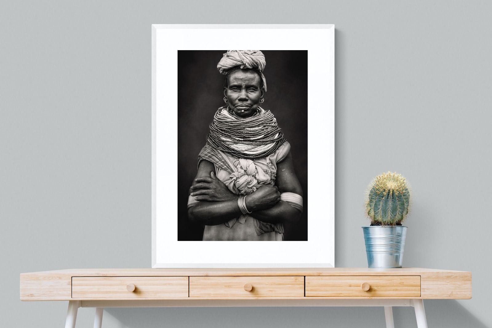 Nyangatom Woman-Wall_Art-75 x 100cm-Framed Print-White-Pixalot