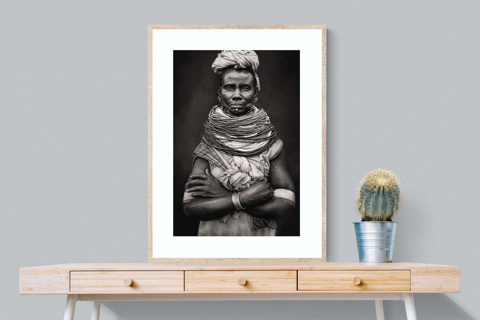 Nyangatom Woman-Wall_Art-75 x 100cm-Framed Print-Wood-Pixalot