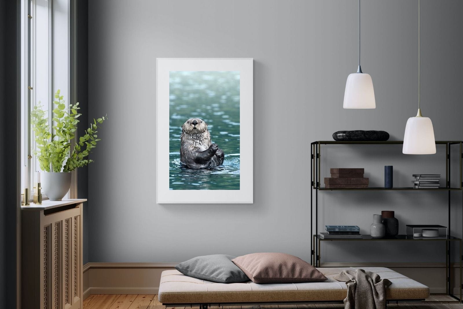 Otter-Wall_Art-100 x 150cm-Framed Print-White-Pixalot