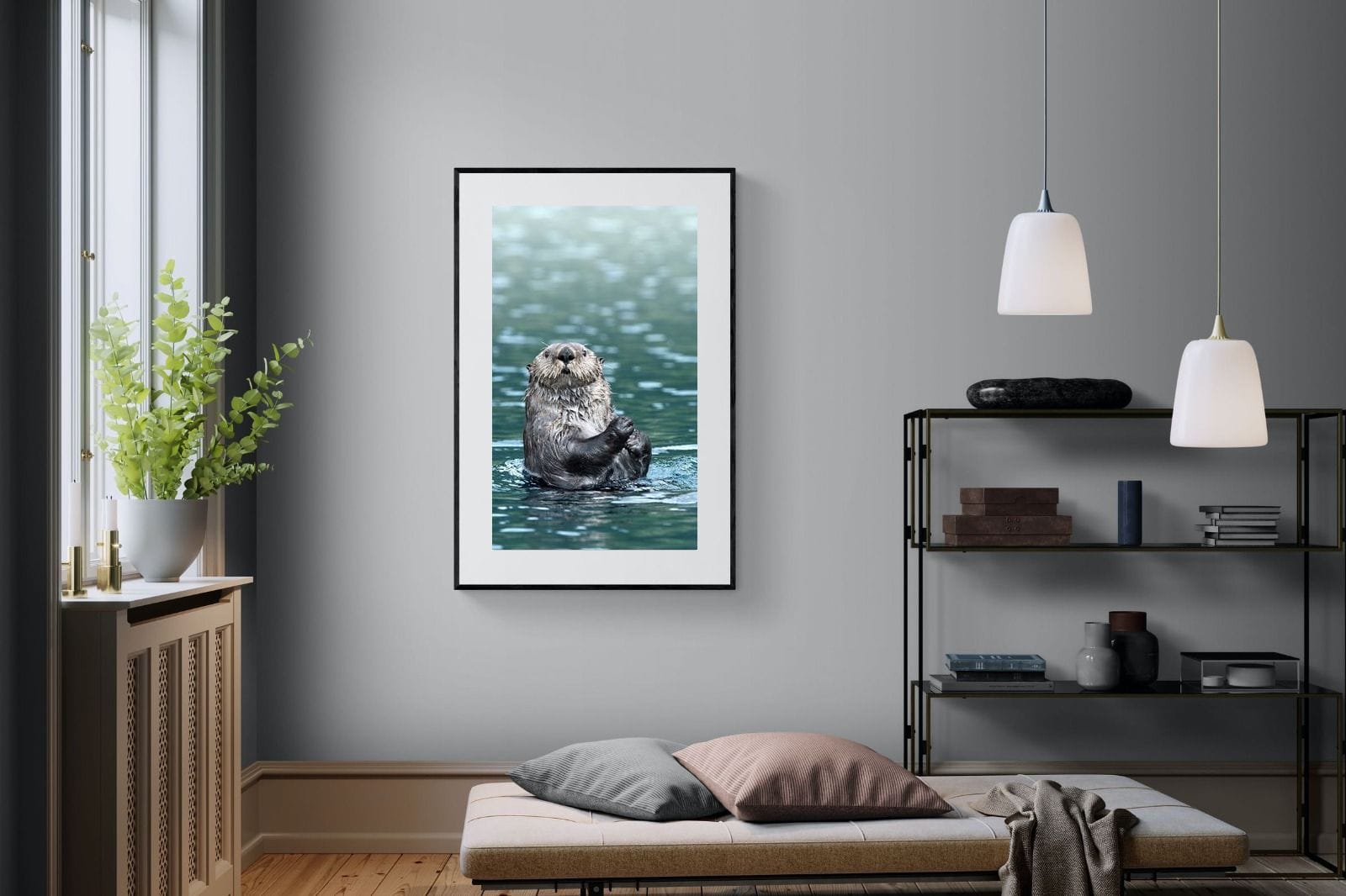 Otter-Wall_Art-100 x 150cm-Framed Print-Black-Pixalot