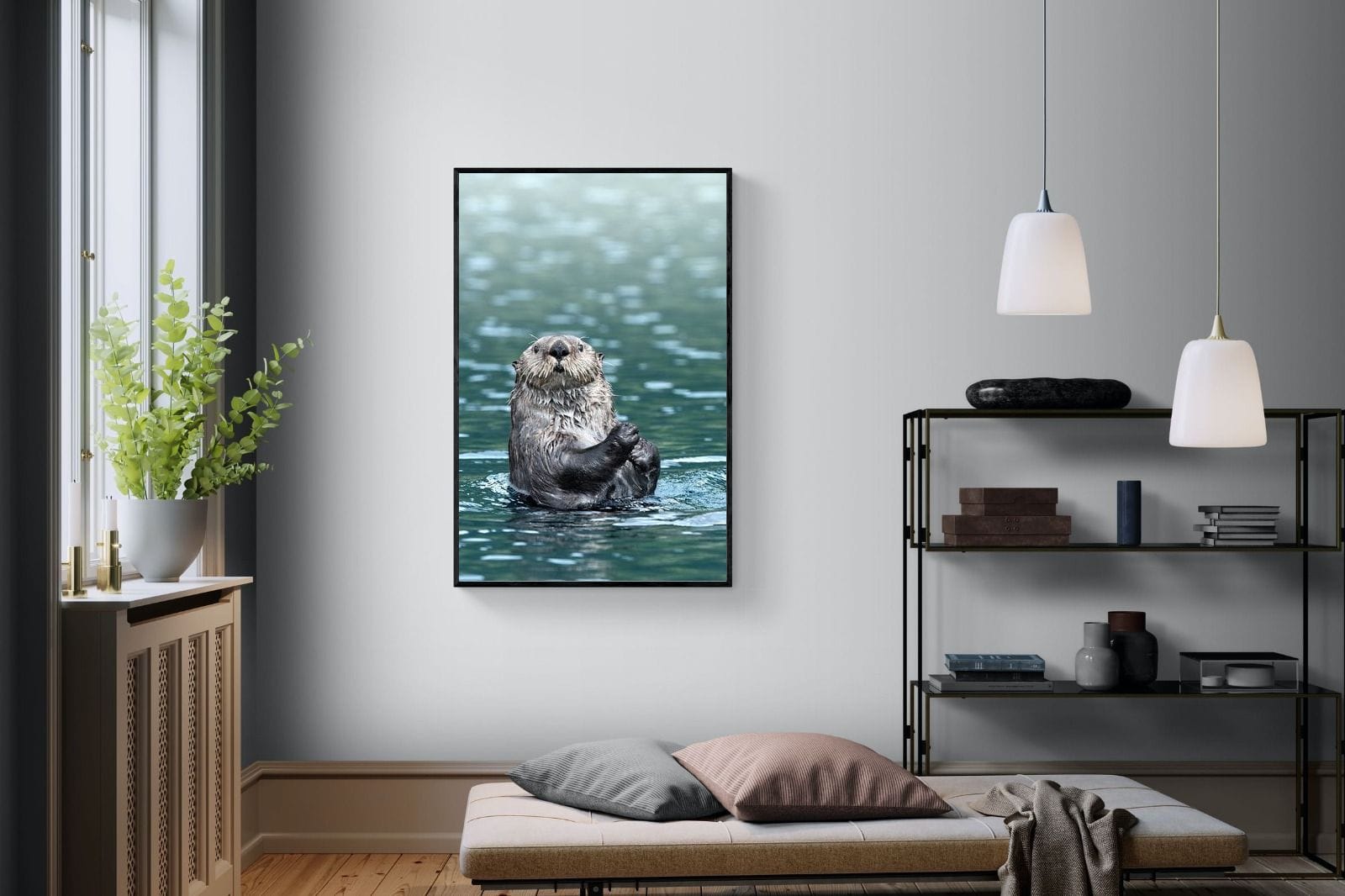 Otter-Wall_Art-100 x 150cm-Mounted Canvas-Black-Pixalot