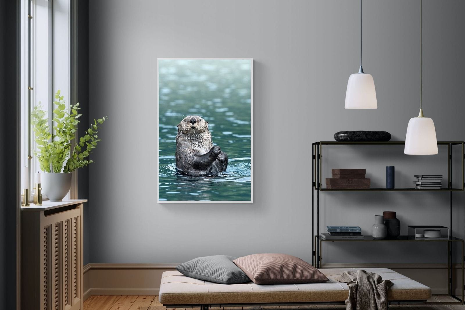 Otter-Wall_Art-100 x 150cm-Mounted Canvas-White-Pixalot